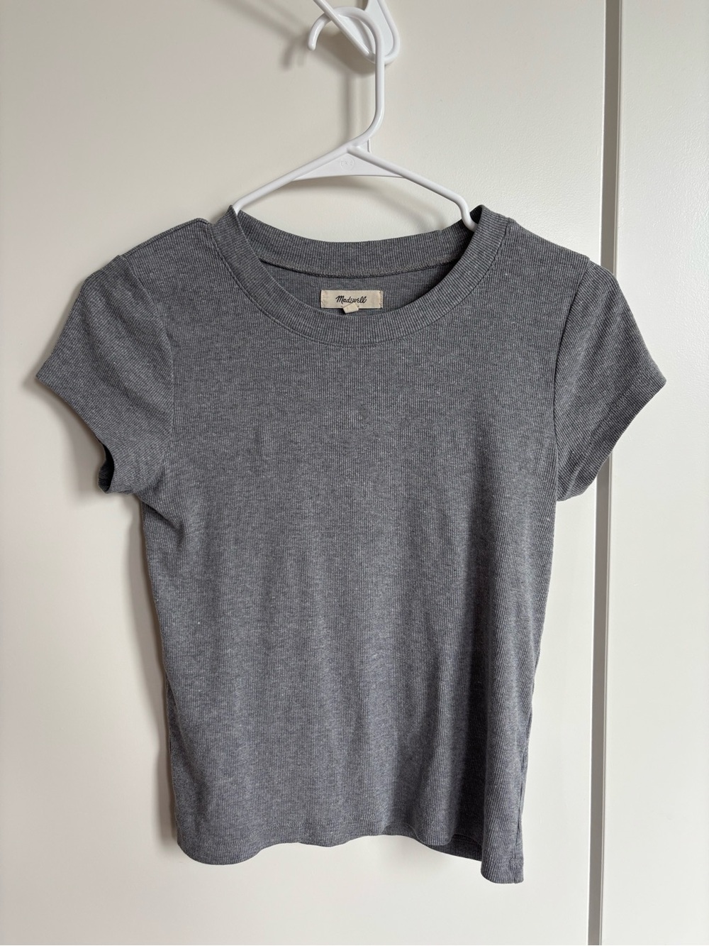Madewell Gray Ribbed Short Sleeve Crewneck Tee